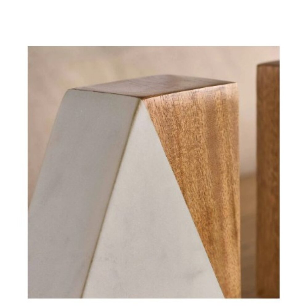 Wood and Marble Bookends, 1.77" x 4.56" - Picture 2 of 5